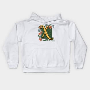 Art Nouveau Letter X, Ornamental Letter X, Art Deco Kids Hoodie